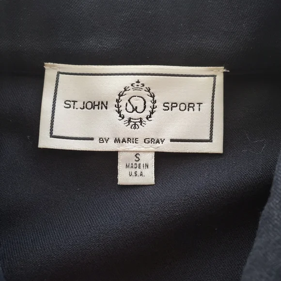 St John Sport Jean Jacket Womens Small Contrasting Cuff Stretch Black Hot Pink S